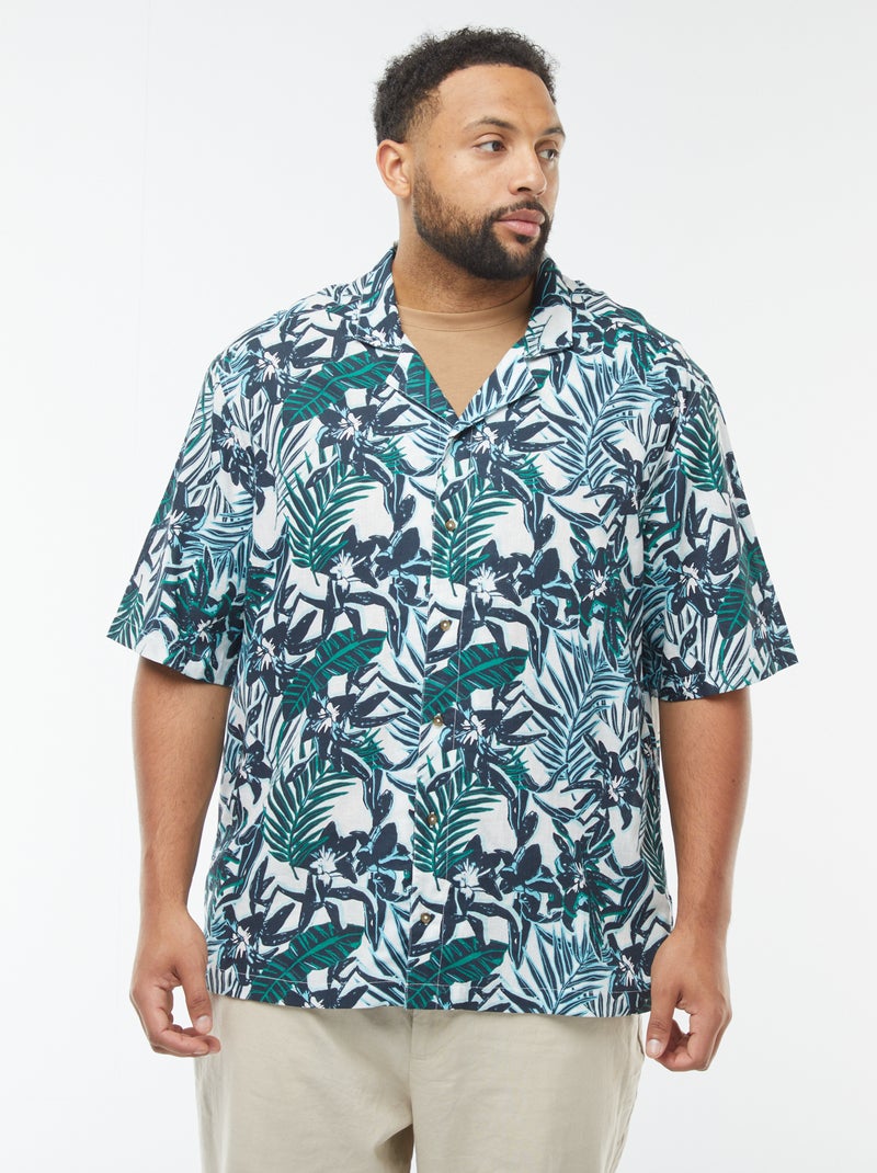 Camisa de manga corta con motivo de flores Azul - Kiabi