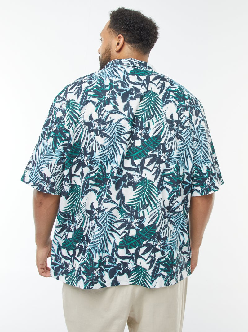 Camisa de manga corta con motivo de flores Azul - Kiabi