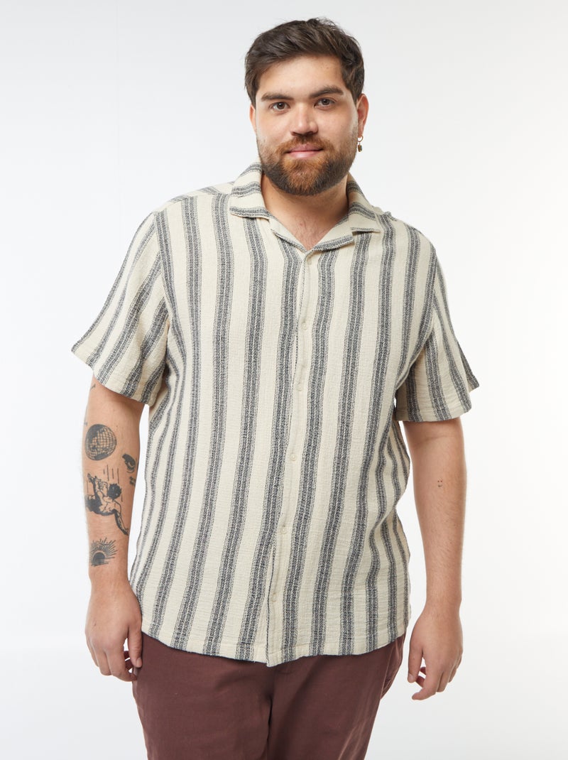 Camisa de manga corta con motivo de rayas Blanco - Kiabi