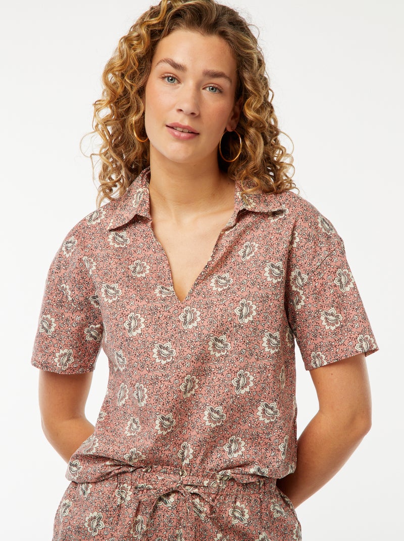 Camisa de manga corta con motivo floral Rosa - Kiabi
