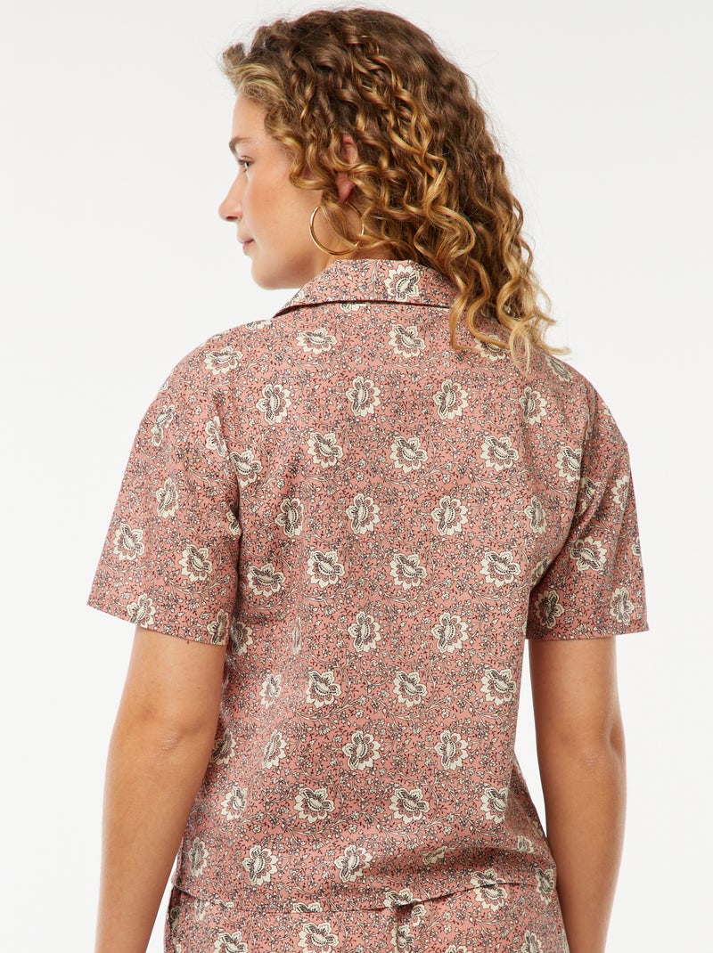 Camisa de manga corta con motivo floral Rosa - Kiabi