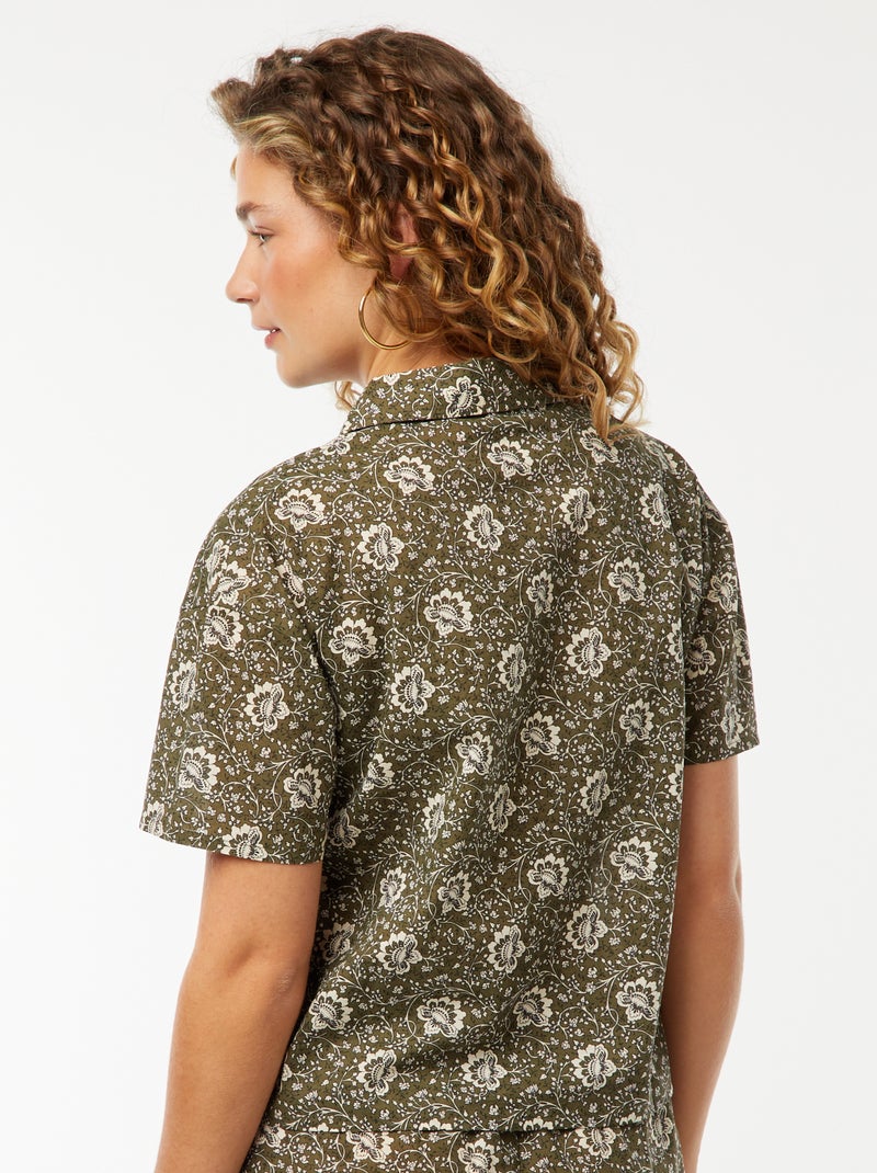 Camisa de manga corta con motivo floral Verde - Kiabi