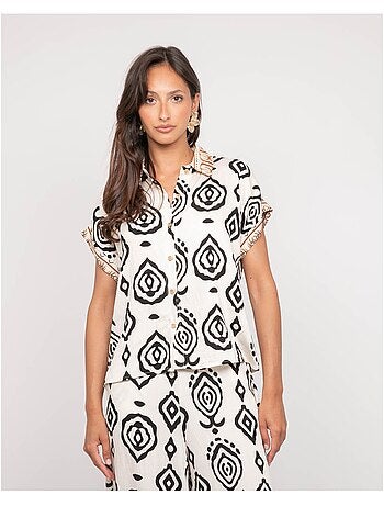 Camisa de manga corta con motivos OFELIA