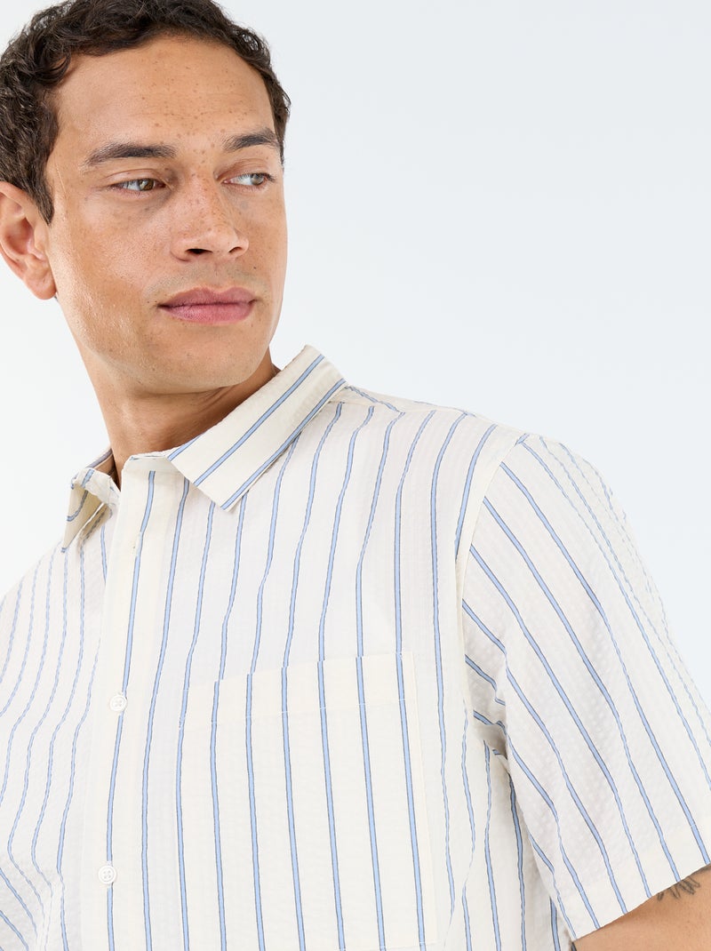 Camisa de manga corta con rayas Blanco - Kiabi