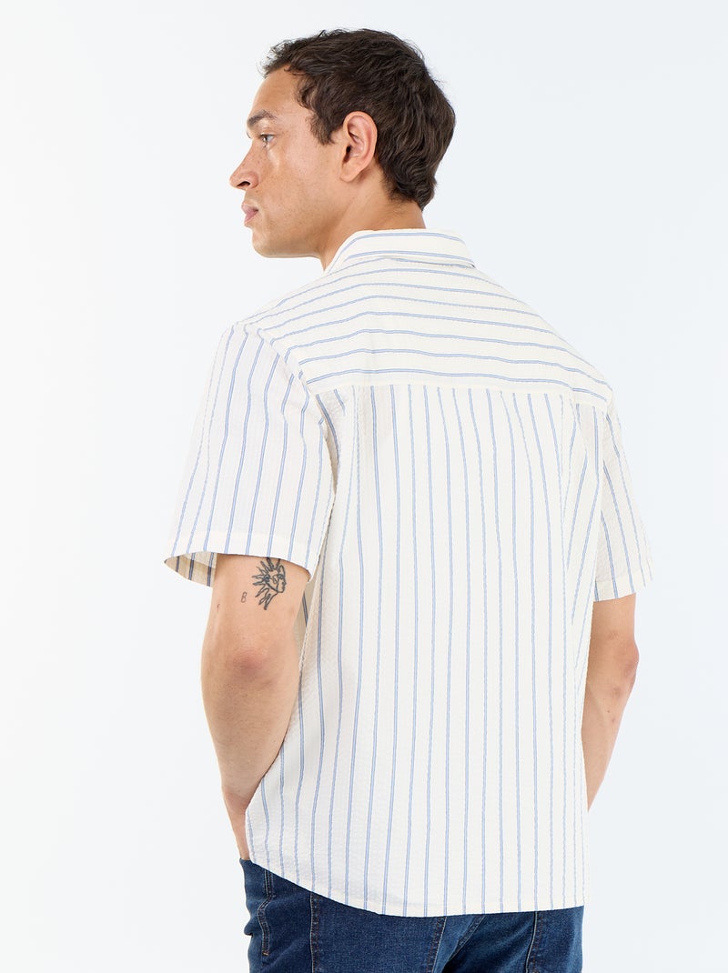 Camisa de manga corta con rayas Blanco - Kiabi