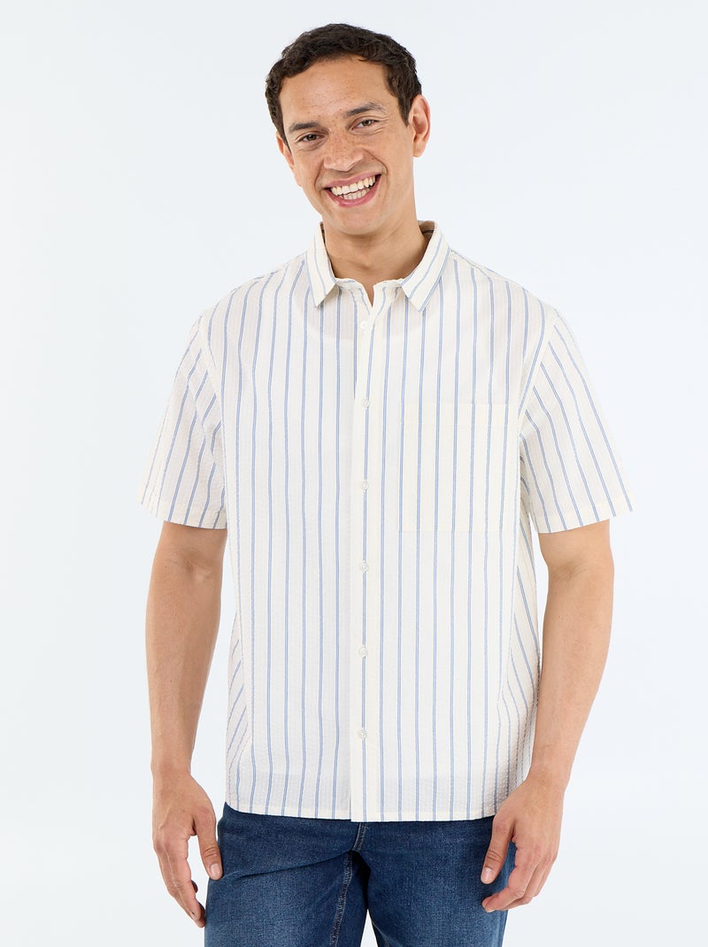 Camisa de manga corta con rayas Blanco - Kiabi