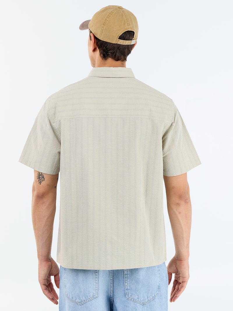 Camisa de manga corta con rayas Verde - Kiabi