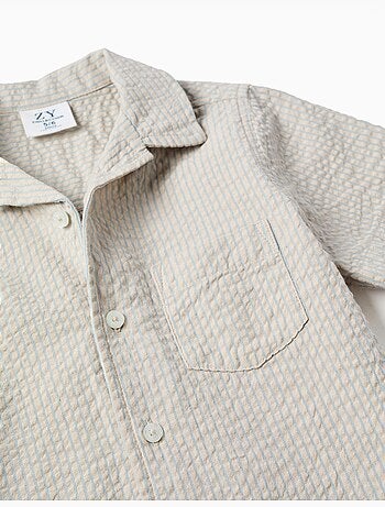 Camisa de manga corta de algodón a rayas