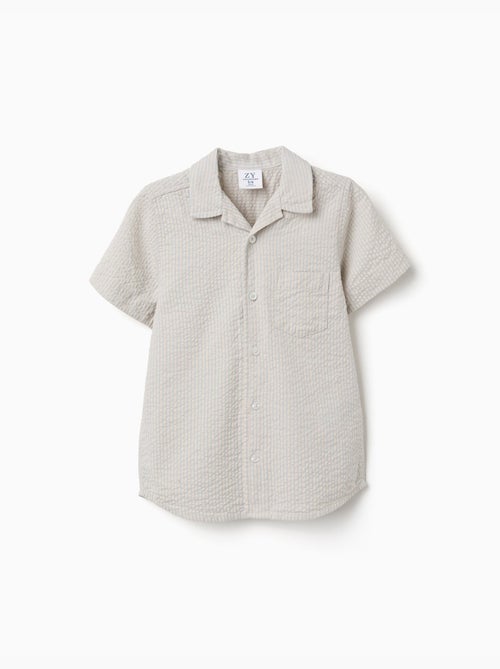 Camisa de manga corta de algodón a rayas - Kiabi