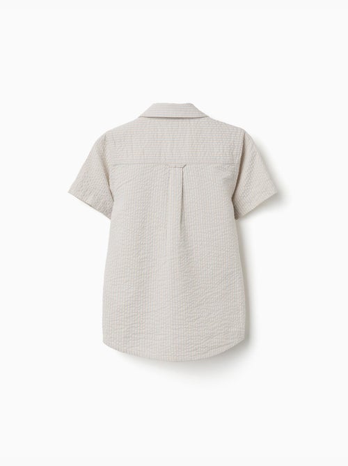 Camisa de manga corta de algodón a rayas - Kiabi