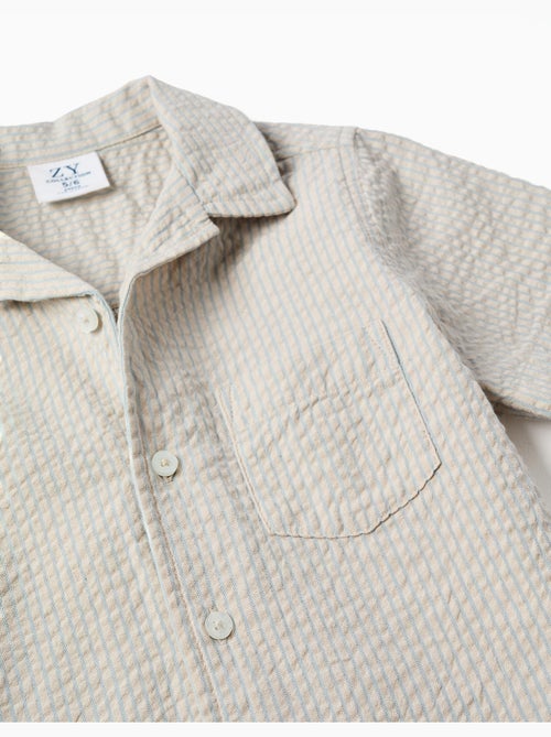Camisa de manga corta de algodón a rayas - Kiabi