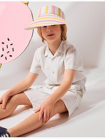 Camisa de manga corta de algodón a rayas B&S