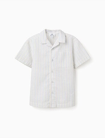 Camisa de manga corta de algodón a rayas B&S