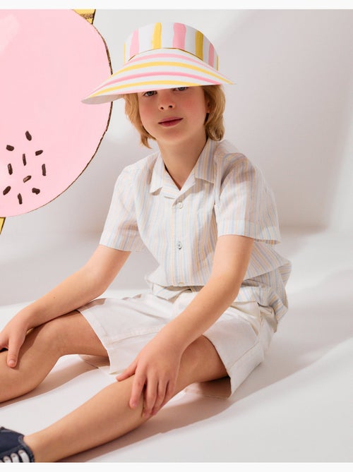 Camisa de manga corta de algodón a rayas B&S - Kiabi