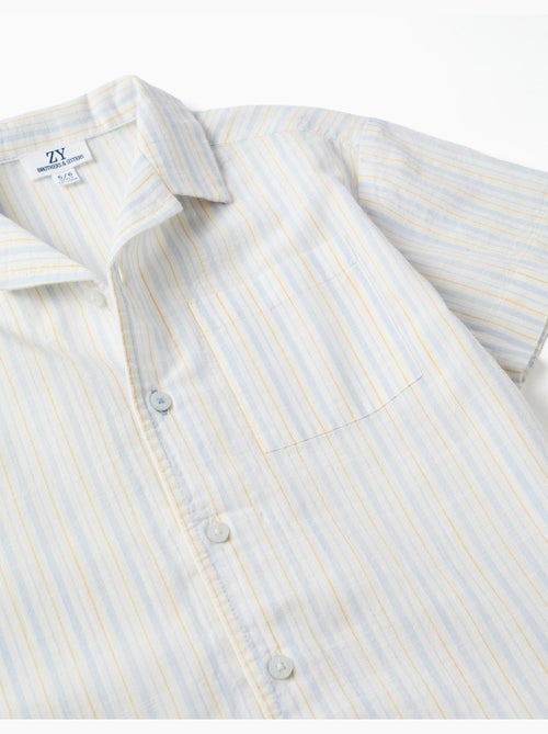 Camisa de manga corta de algodón a rayas B&S - Kiabi