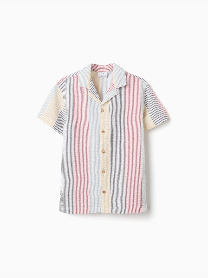 Camisa de manga corta de algodón a rayas You&Me Rojo - Kiabi