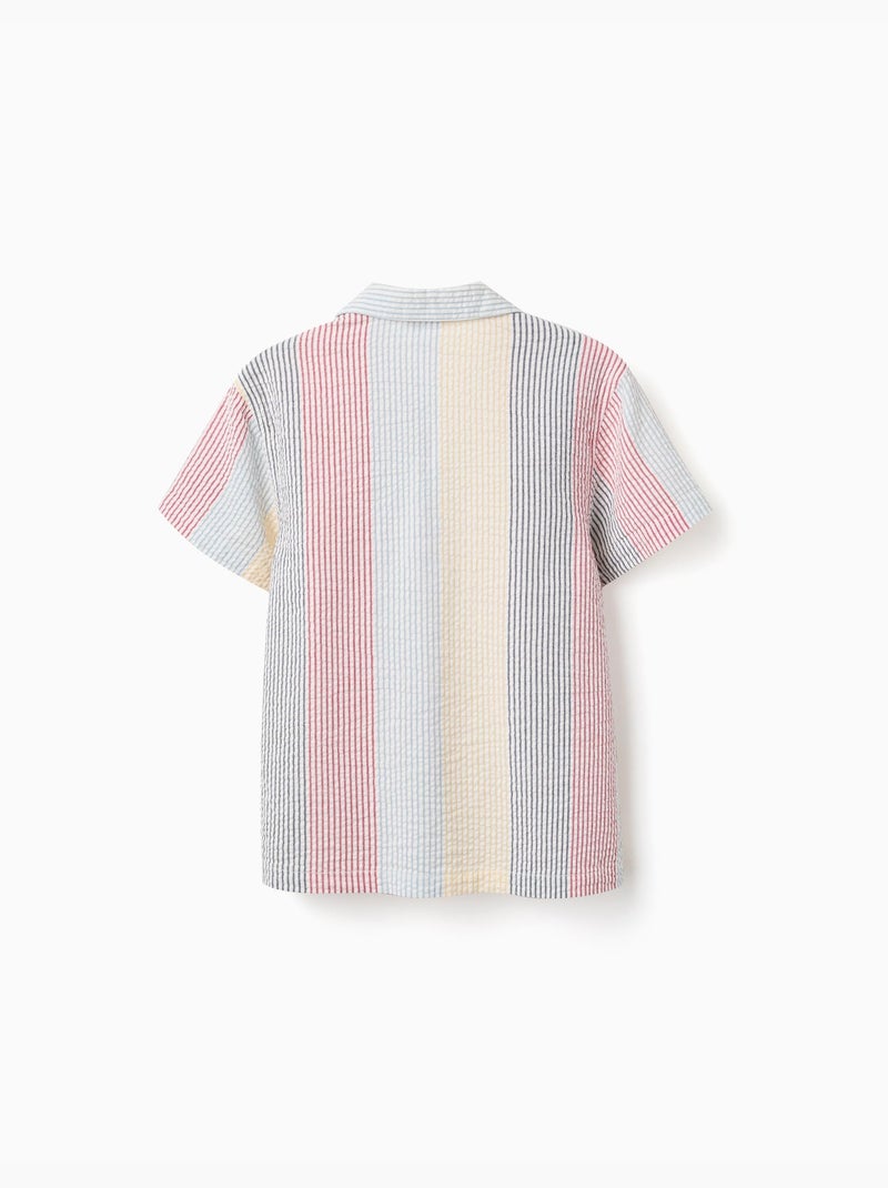 Camisa de manga corta de algodón a rayas You&Me Rojo - Kiabi