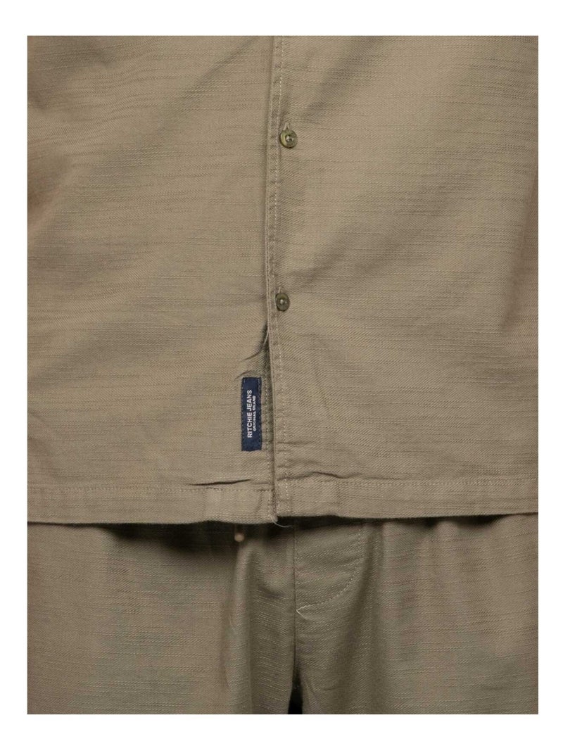 Camisa de manga corta de algodón DOUKIPOLO Caqui - Kiabi