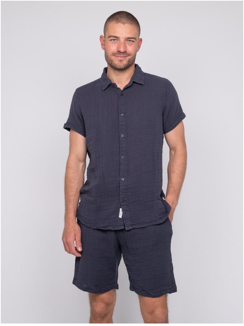 Camisa de manga corta de algodón DOUMAKI Beige - Kiabi