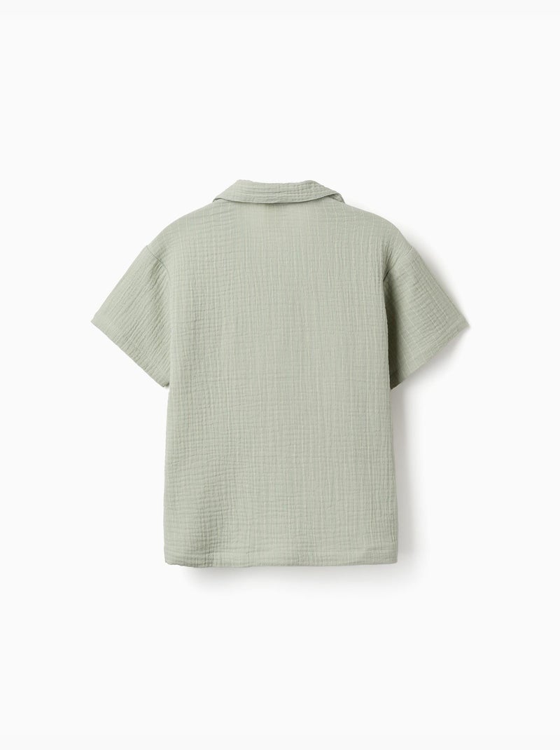 Camisa de manga corta de algodón Verde claro - Kiabi