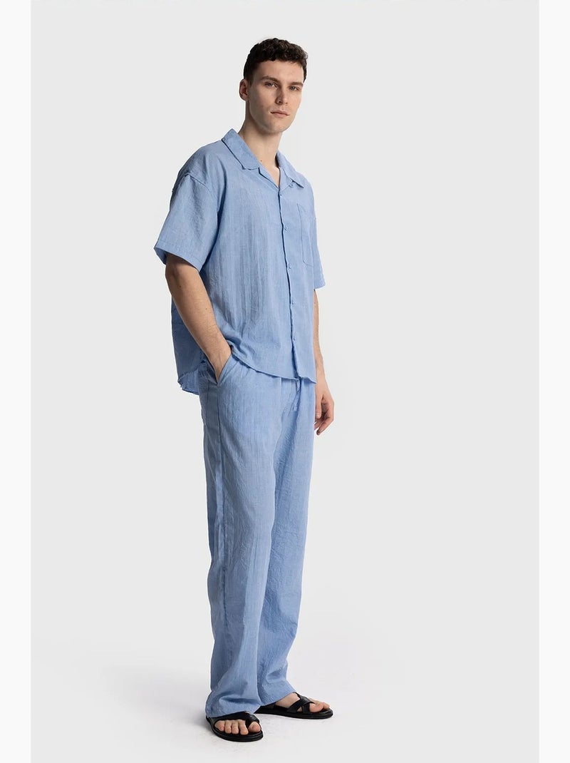 Camisa de manga corta de corte relajado para hombre giesto Azul agua - Kiabi
