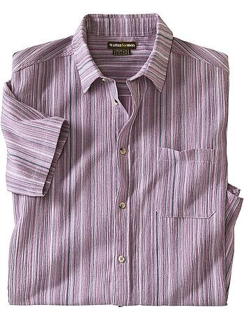 Camisa de manga corta de crepón palma con cuello de puntas libres