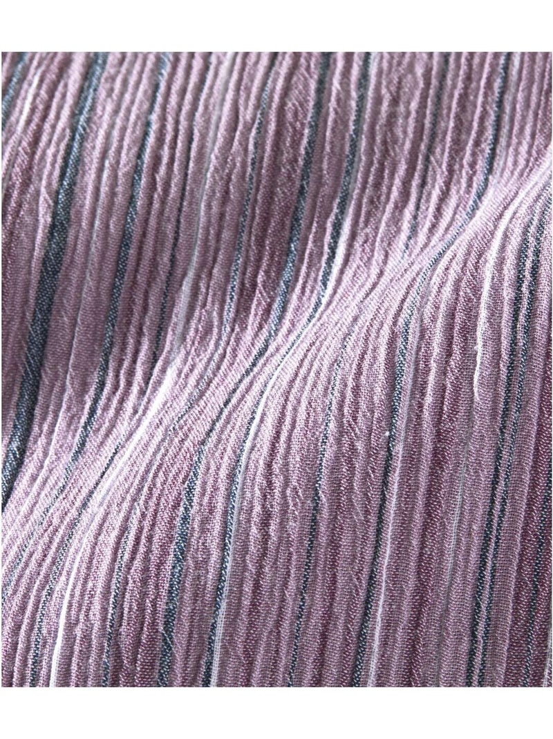 Camisa de manga corta de crepón palma con cuello de puntas libres Violeta - Kiabi