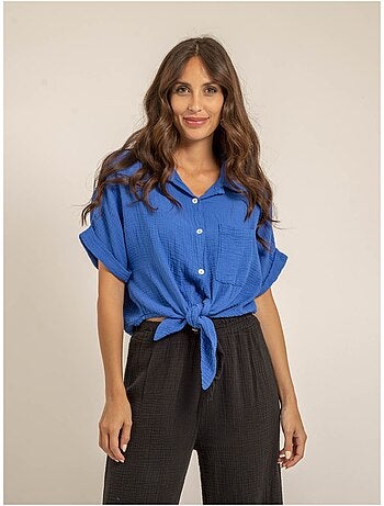 Camisa de manga corta de gasa de algodón ODETTE