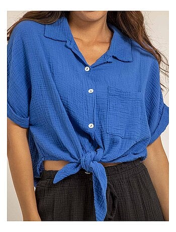 Camisa de manga corta de gasa de algodón ODETTE