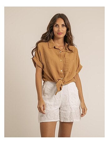 Camisa de manga corta de gasa de algodón ODETTE