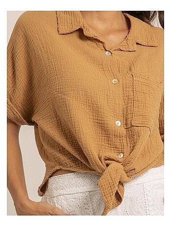 Camisa de manga corta de gasa de algodón ODETTE
