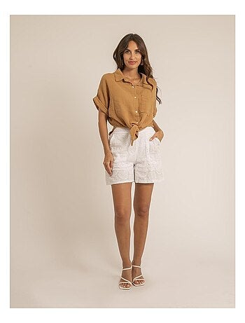 Camisa de manga corta de gasa de algodón ODETTE