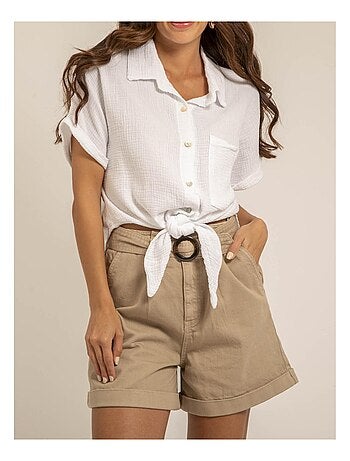 Camisa de manga corta de gasa de algodón ODETTE