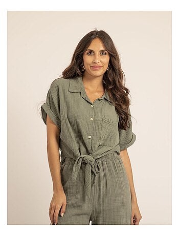 Camisa de manga corta de gasa de algodón ODETTE