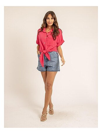 Camisa de manga corta de gasa de algodón ODETTE