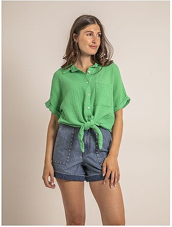 Camisa de manga corta de gasa de algodón ODETTE