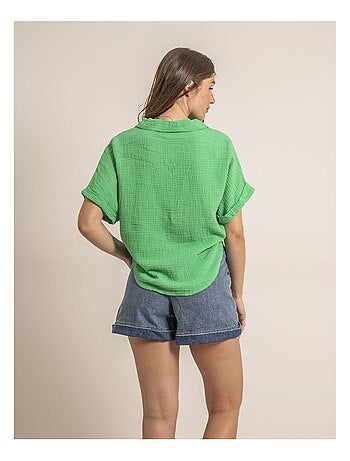 Camisa de manga corta de gasa de algodón ODETTE