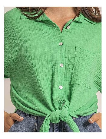 Camisa de manga corta de gasa de algodón ODETTE