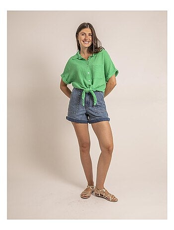 Camisa de manga corta de gasa de algodón ODETTE