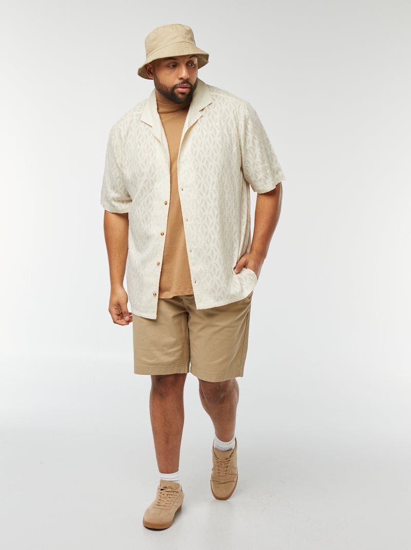 Camisa de manga corta de jacquard Blanco - Kiabi