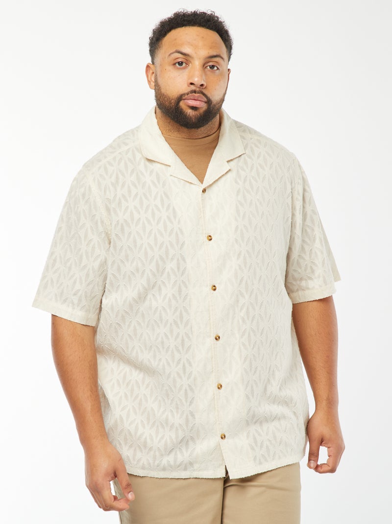 Camisa de manga corta de jacquard Blanco - Kiabi