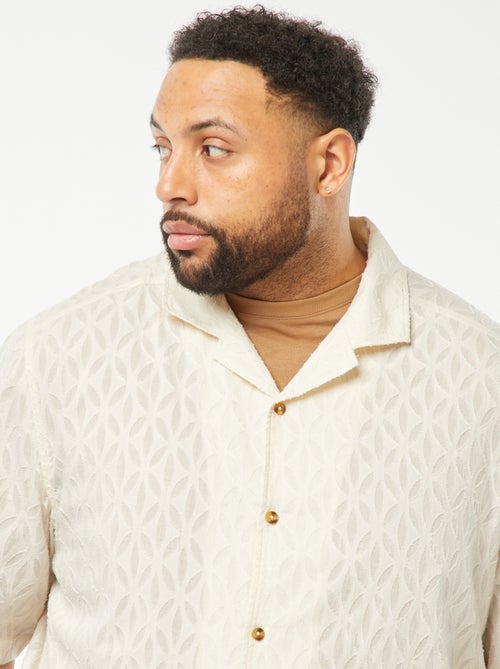 Camisa de manga corta de jacquard - Kiabi