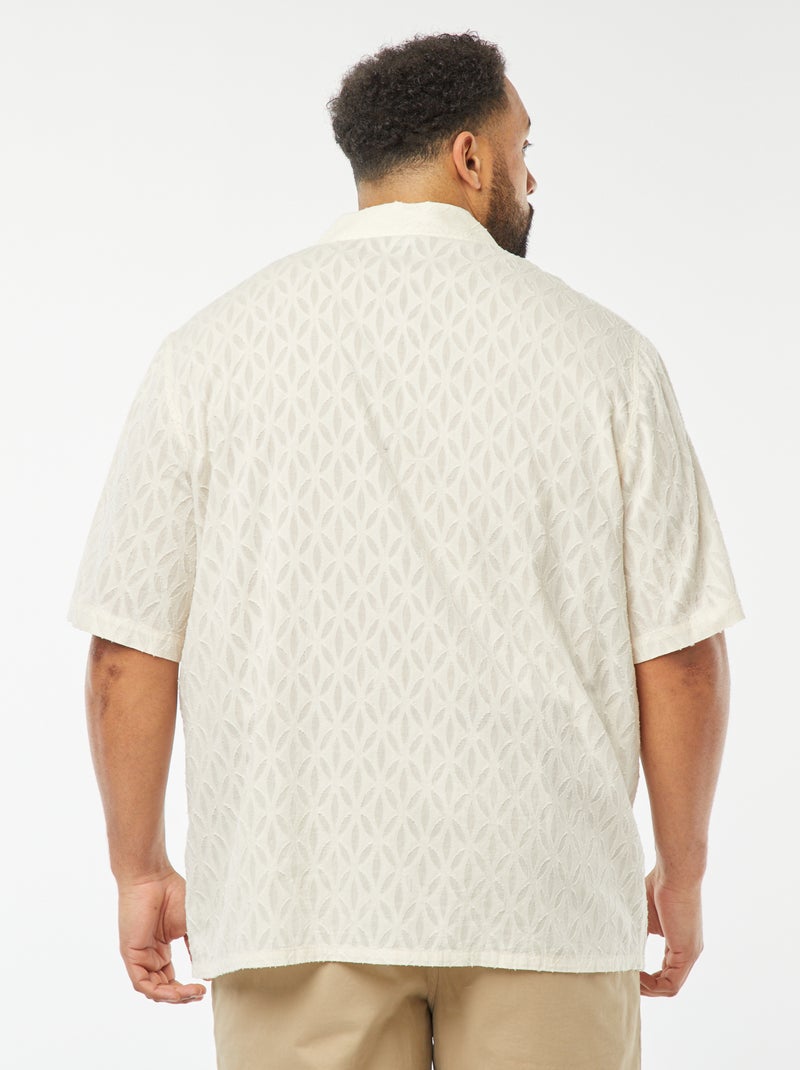 Camisa de manga corta de jacquard Blanco - Kiabi