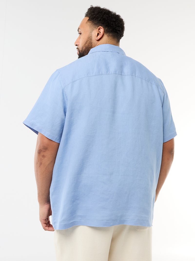 Camisa de manga corta de lino Azul - Kiabi