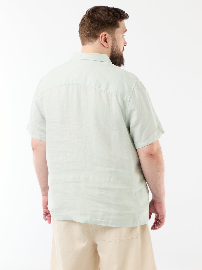Camisa de manga corta de lino Azul - Kiabi