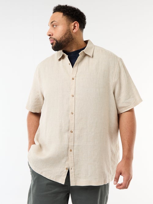 Camisa de manga corta de lino - Kiabi