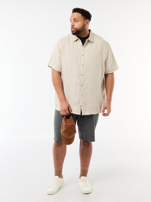 Camisa de manga corta de lino - Kiabi