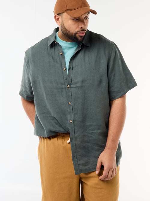 Camisa de manga corta de lino - Kiabi