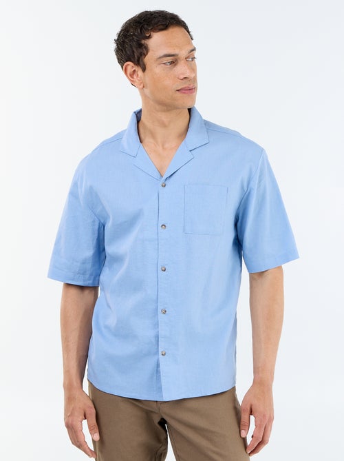 Camisa de manga corta de lino mezclado con bolsillo en el pecho - Kiabi
