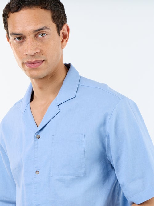 Camisa de manga corta de lino mezclado con bolsillo en el pecho - Kiabi
